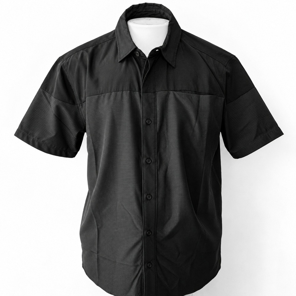 Kenneth Cole Techni-Cole Shirt Mens XL Black Performance Stretch Button Up
